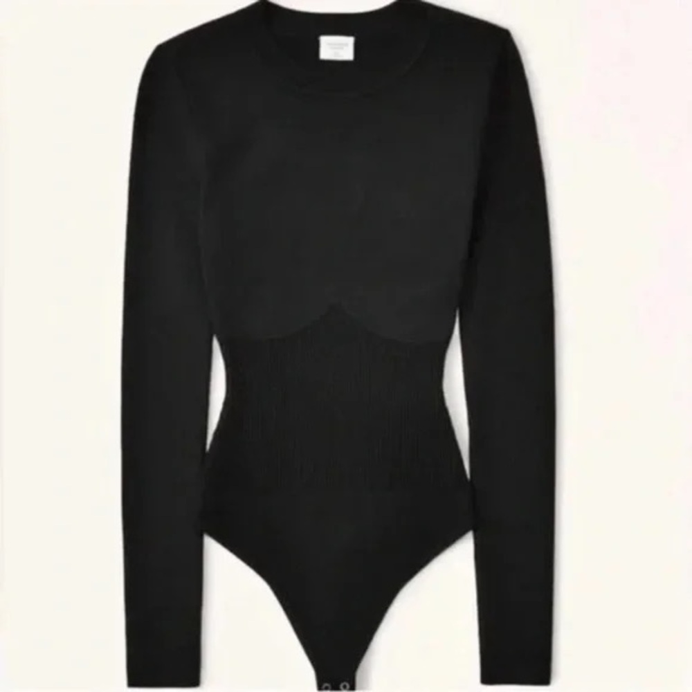 Abercrombie & Fitch Long-Sleeve Crew Corset sweater bodysuit